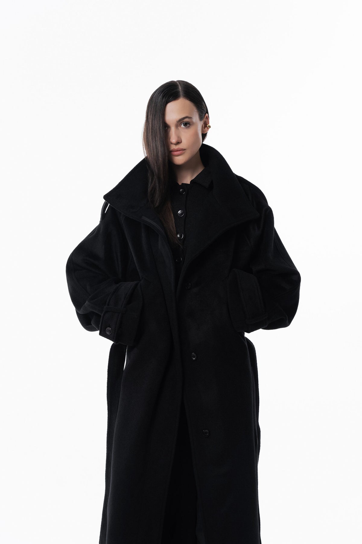 Maxi high collar coat