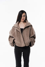 Beige High collar coat