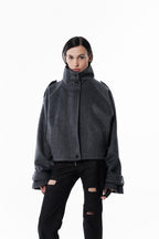 Gray High collar coat