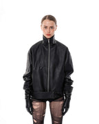 Leather bomber jacket