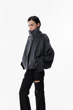 Gray High collar coat