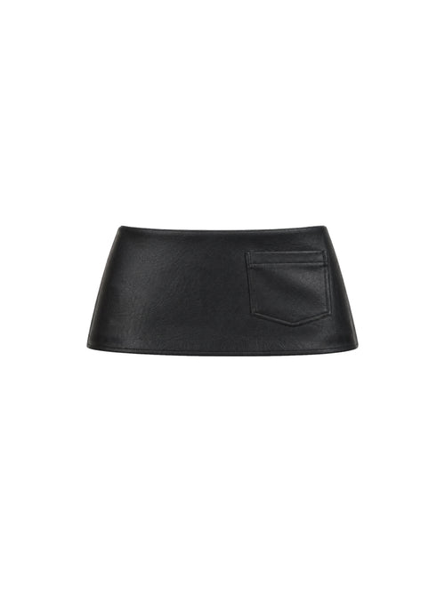 Black leather mini skirt