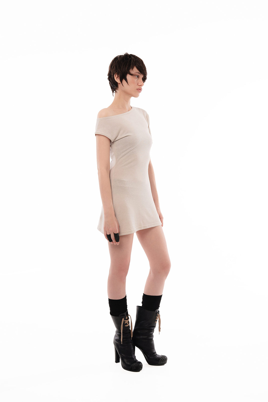 Sand Off Shoulder Dress