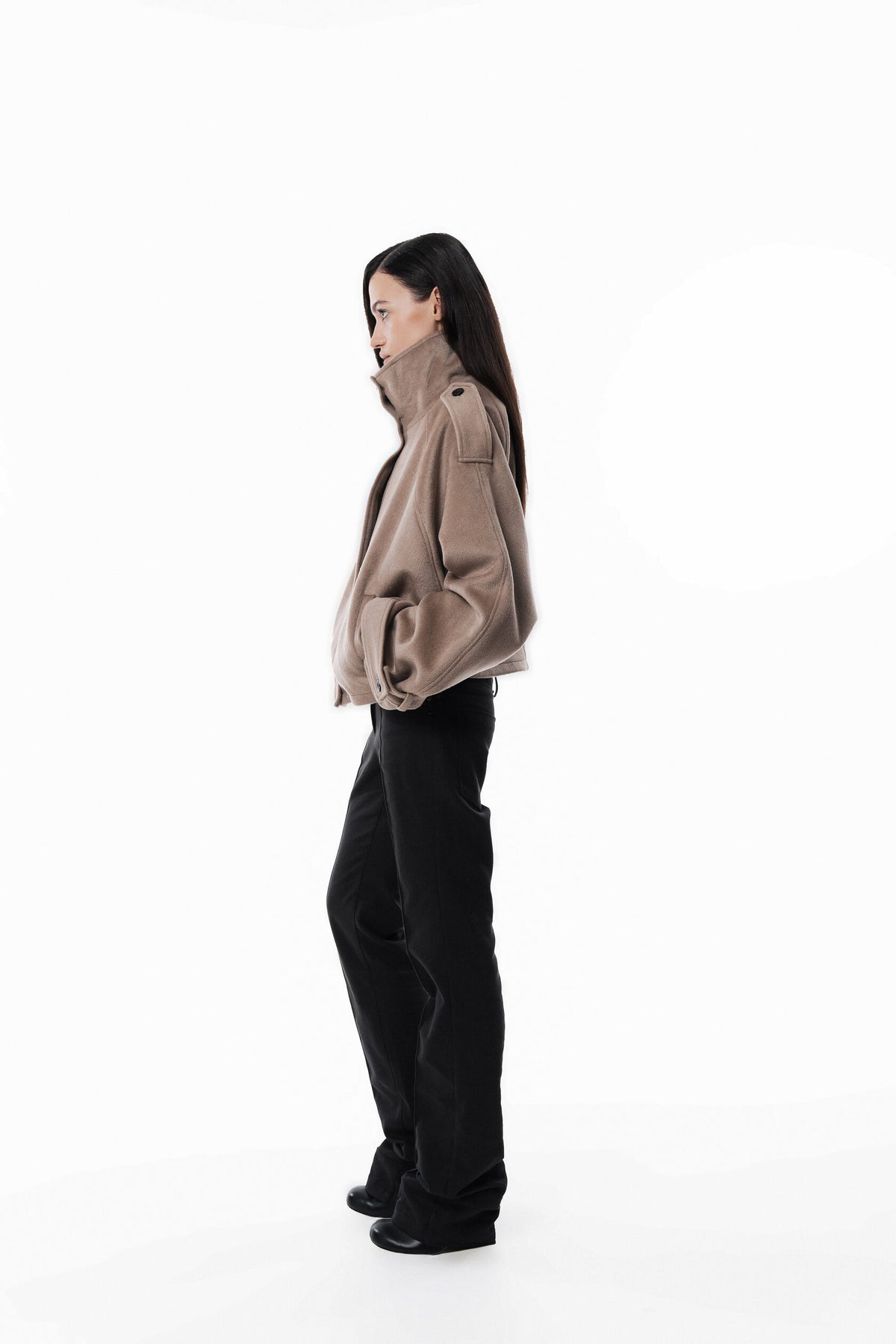 Beige High collar coat