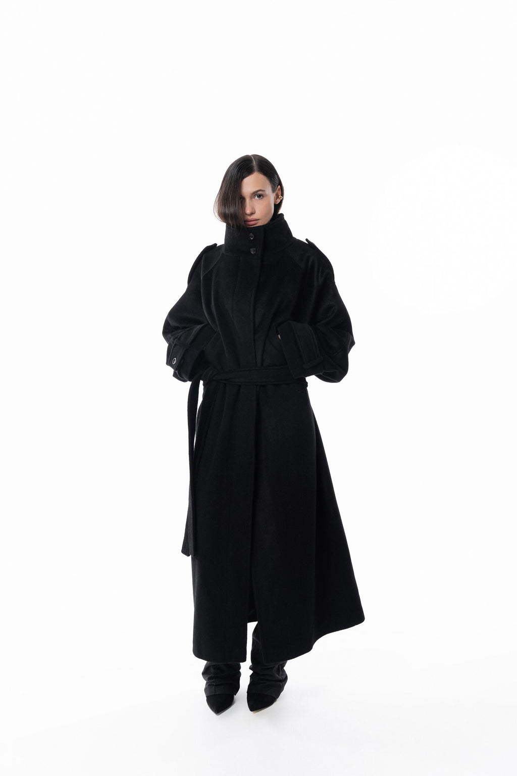 Maxi high collar coat