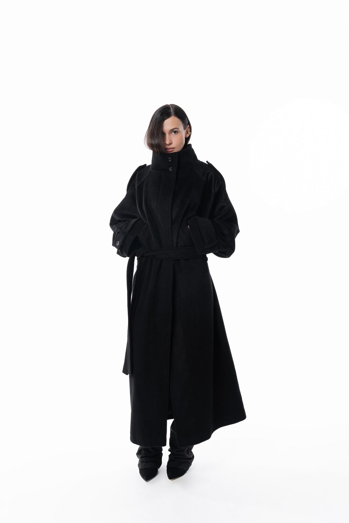 Maxi high collar coat