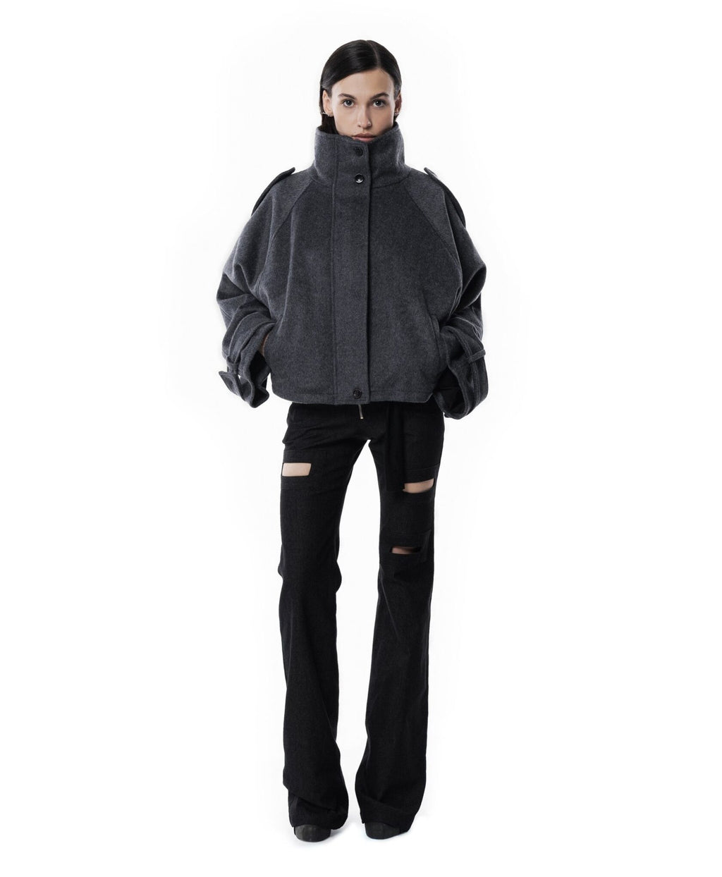 Gray High collar coat