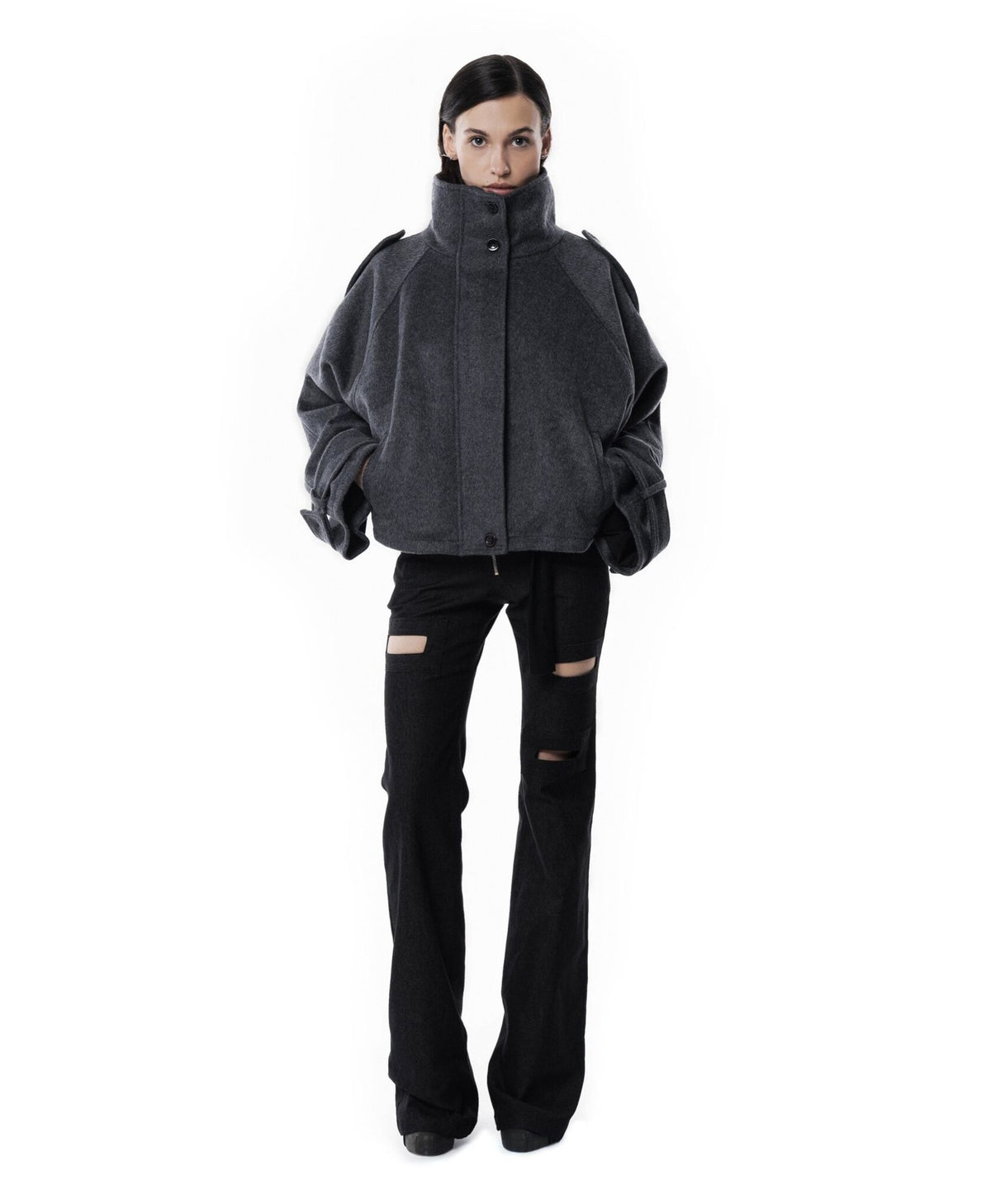 Gray High collar coat