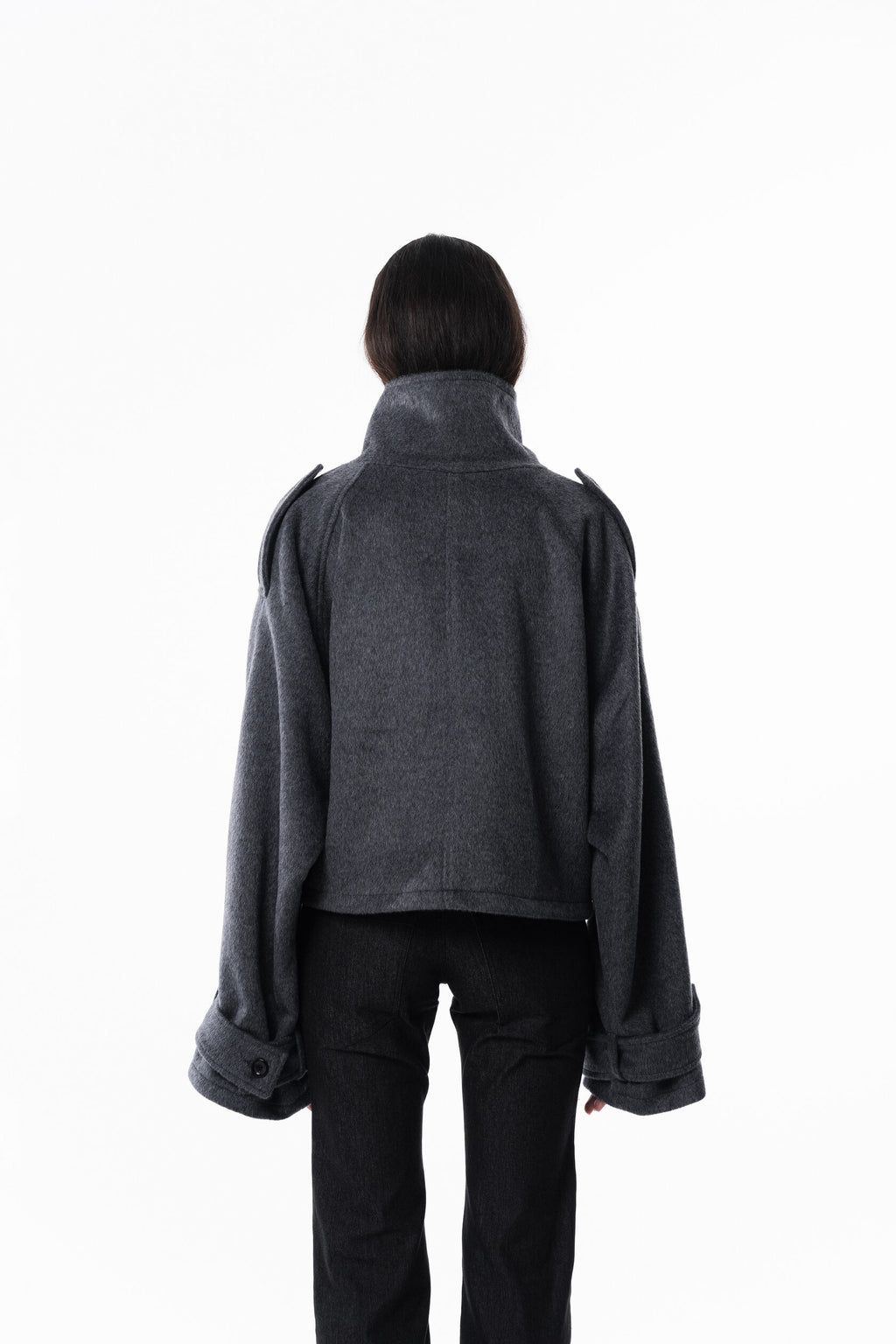 Gray High collar coat
