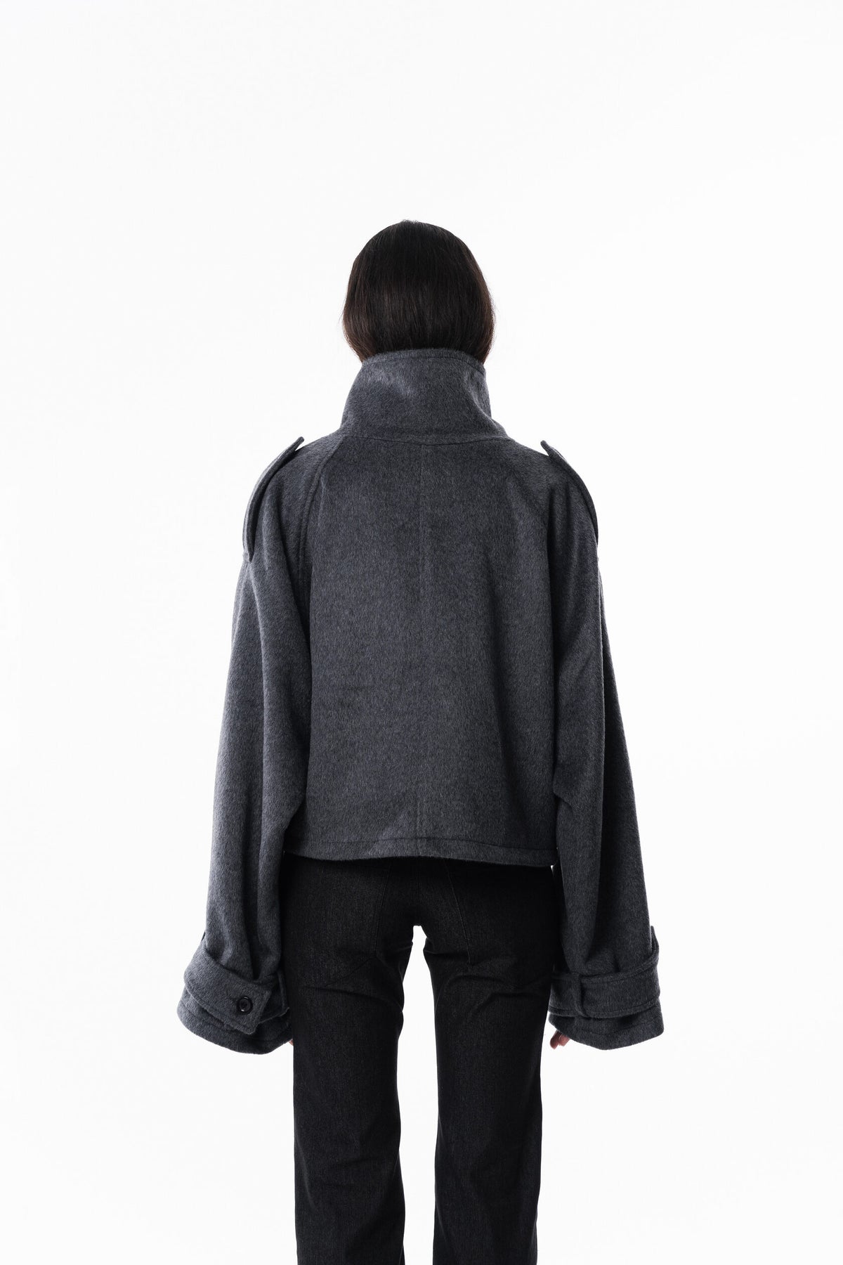 Gray High collar coat