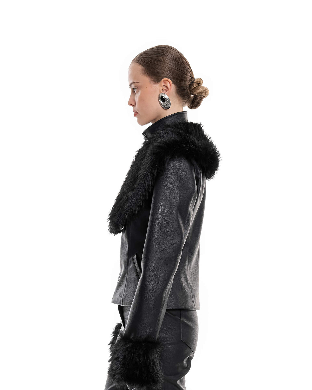 Fur leather jacket