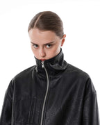 Leather bomber jacket