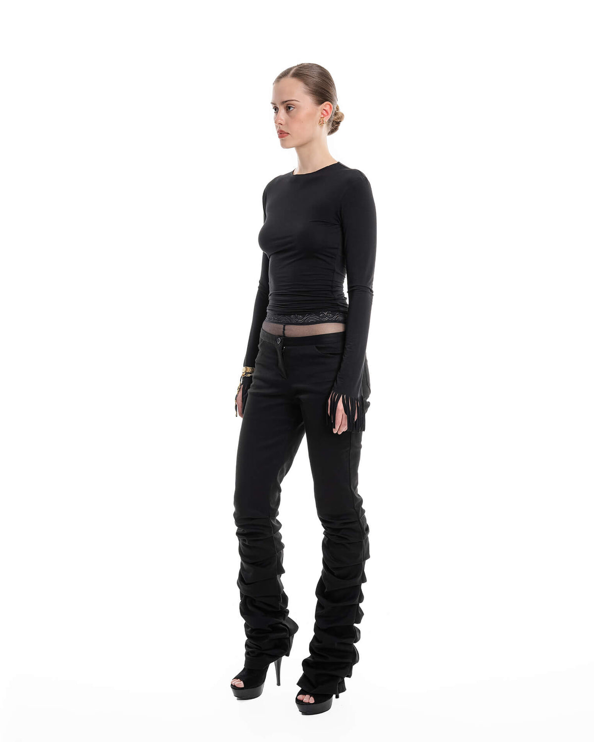Black draped jeans