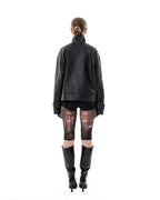 Leather bomber jacket
