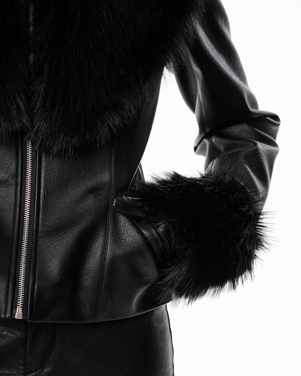 Fur leather jacket