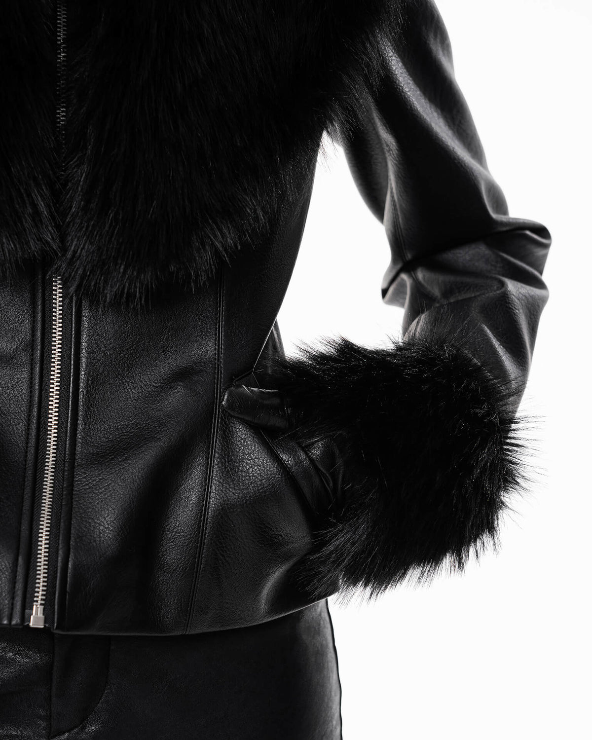 Fur leather jacket