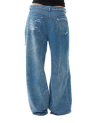 Washed distressed denim
