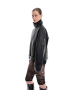 Leather bomber jacket