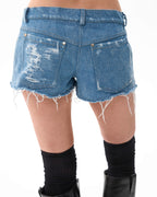 Washed distressed shorts