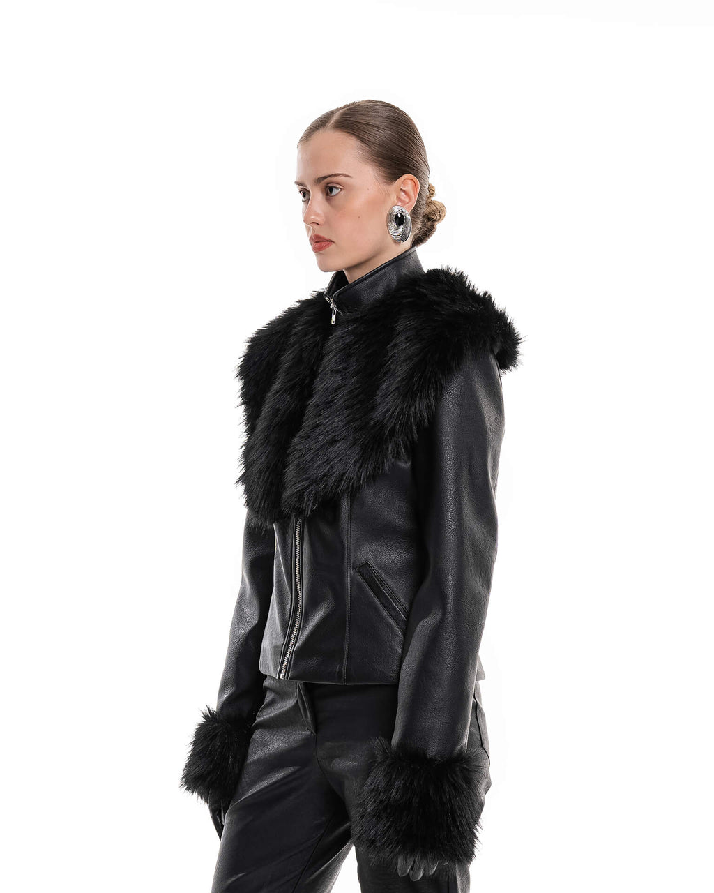 Fur leather jacket