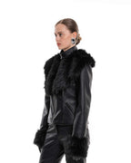 Fur leather jacket