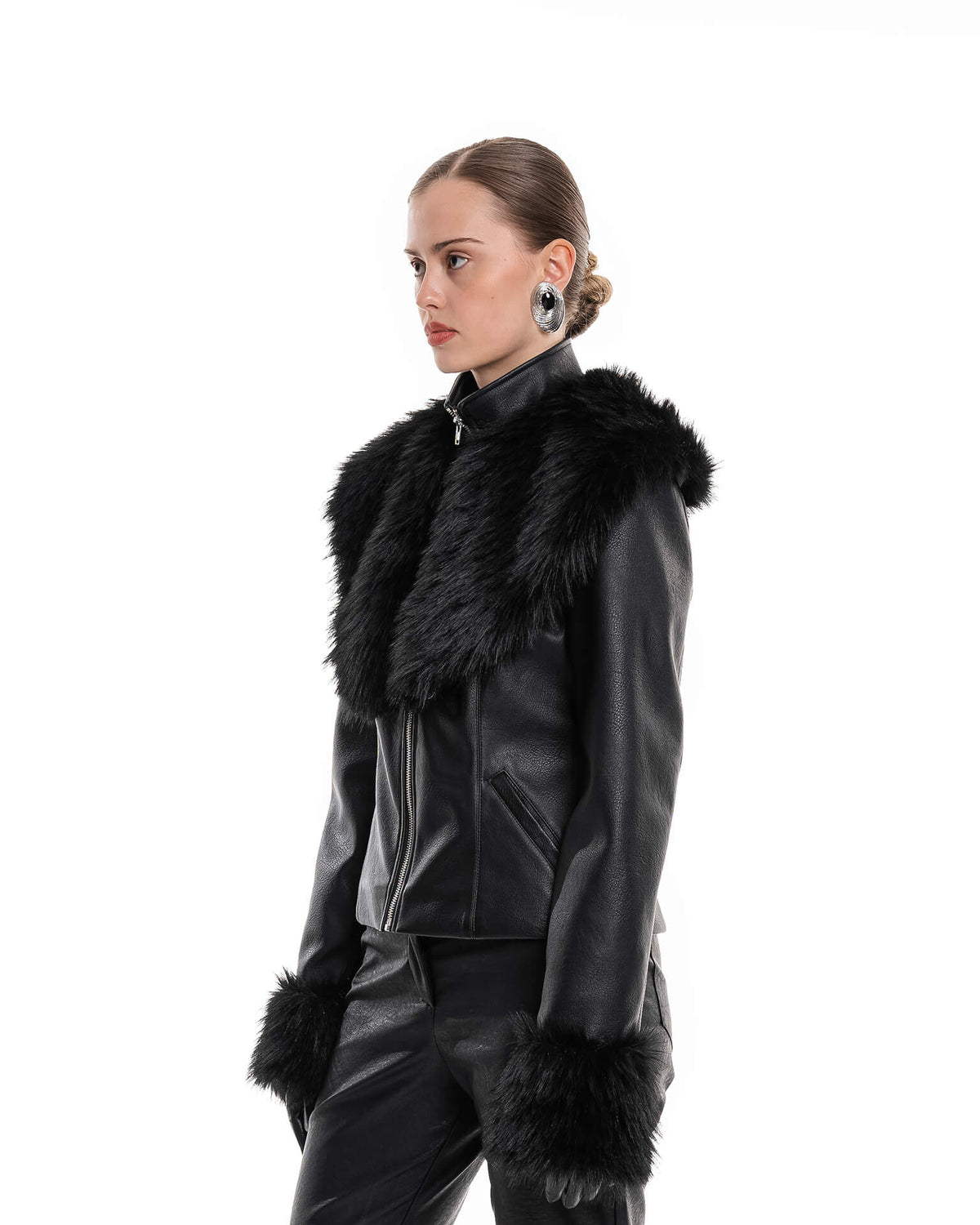 Fur leather jacket