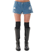 Washed distressed shorts