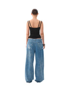 Washed distressed denim