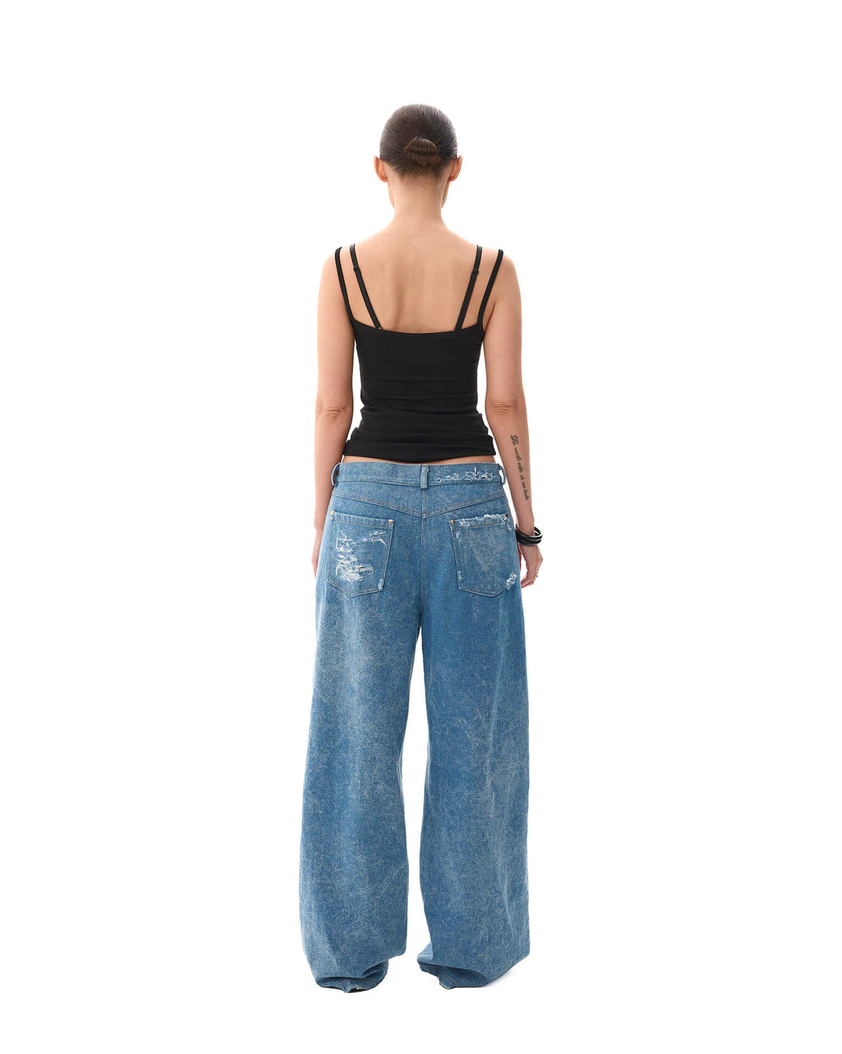 Washed distressed denim